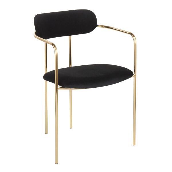 Demi Gold and Black Velvet Contemporary Chairs Set of 2 6