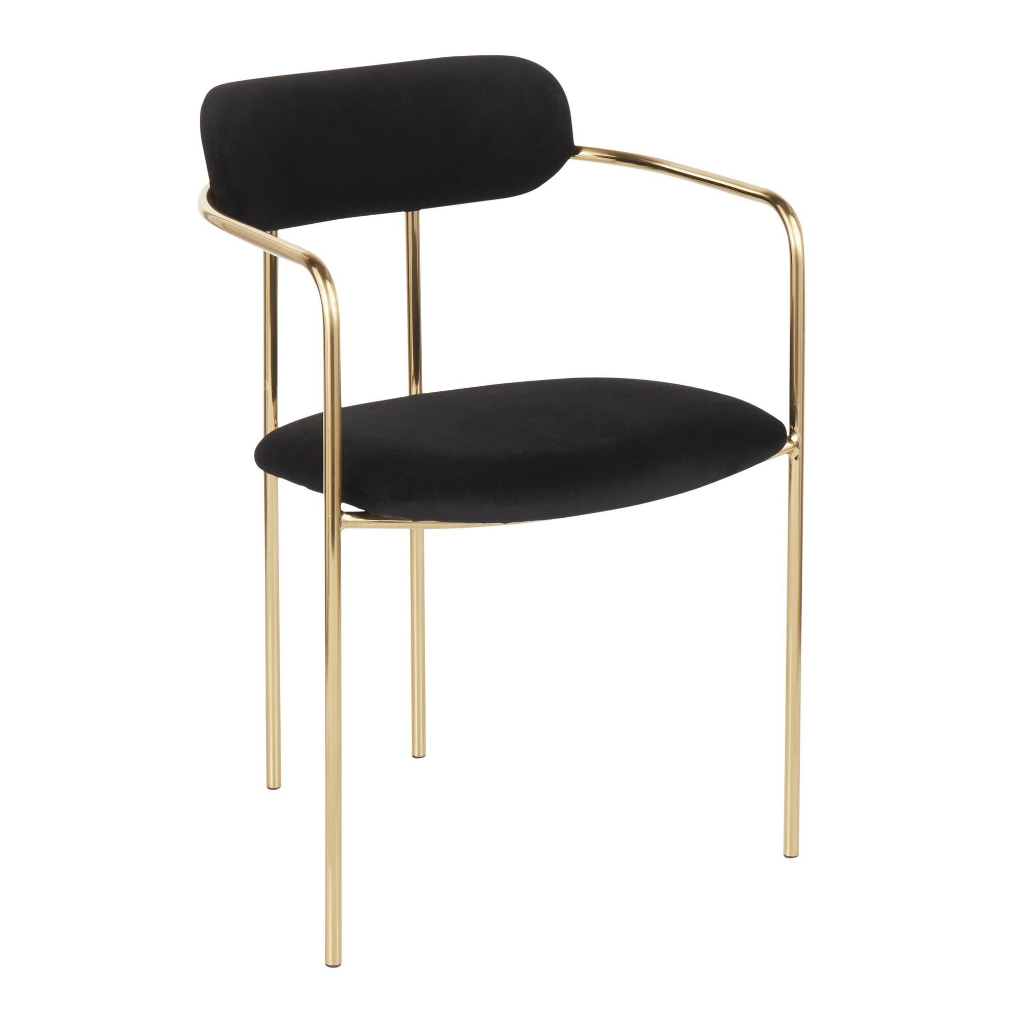 Demi Gold and Black Velvet Contemporary Chairs (Set of 2) 6 Demi Gold and Black Velvet Contemporary Chairs (Set of 2) - Image 6