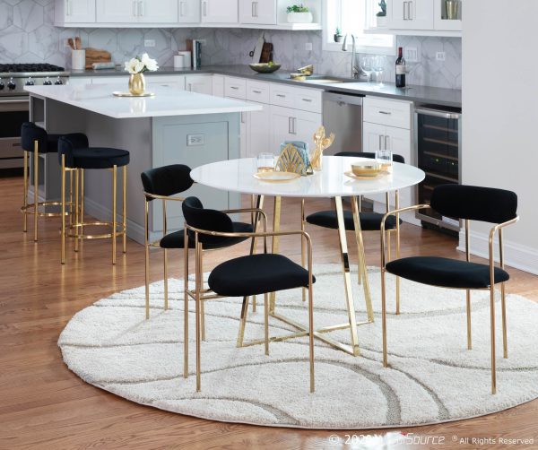 Demi Gold and Black Velvet Contemporary Chairs Set of 2