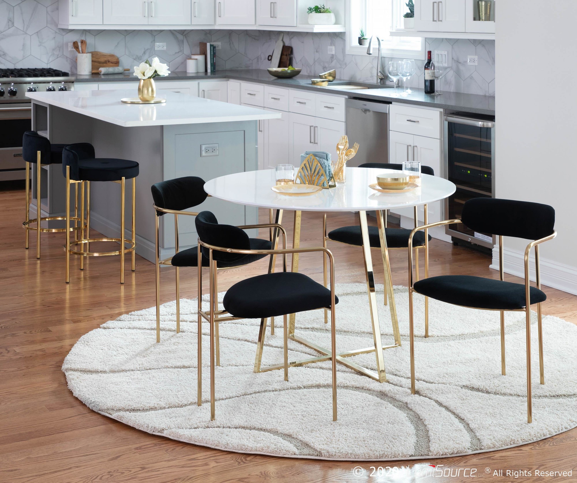 Demi Gold and Black Velvet Contemporary Chairs (Set of 2) 1 Demi Gold and Black Velvet Contemporary Chairs (Set of 2)