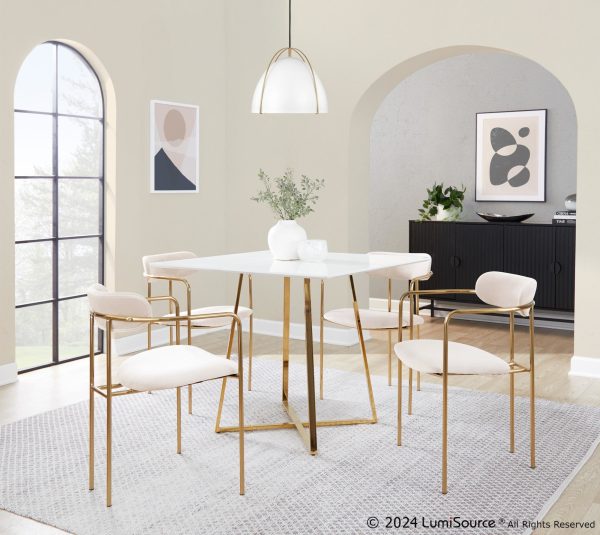 Demi Gold and Cream Velvet Contemporary Chairs Set of 2 1