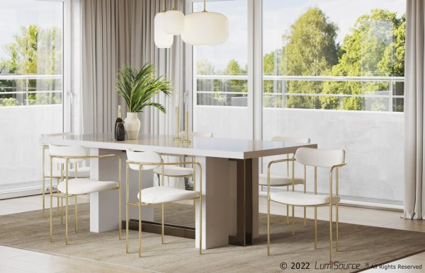 Demi Gold and Cream Velvet Contemporary Chairs Set of 2 2