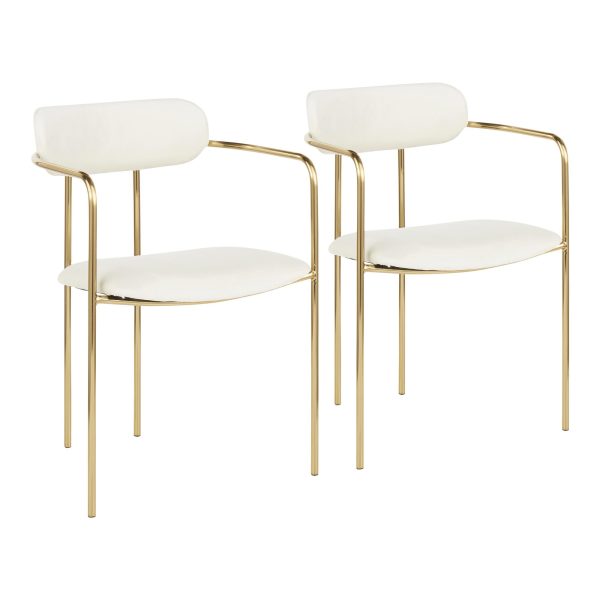 Demi Gold and Cream Velvet Contemporary Chairs Set of 2 3