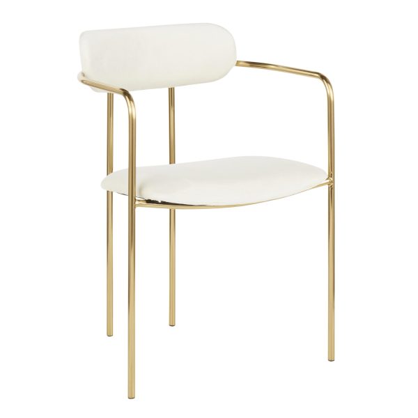 Demi Gold and Cream Velvet Contemporary Chairs Set of 2 4