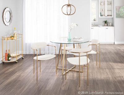 Demi Gold and Cream Velvet Contemporary Chairs (Set of 2)