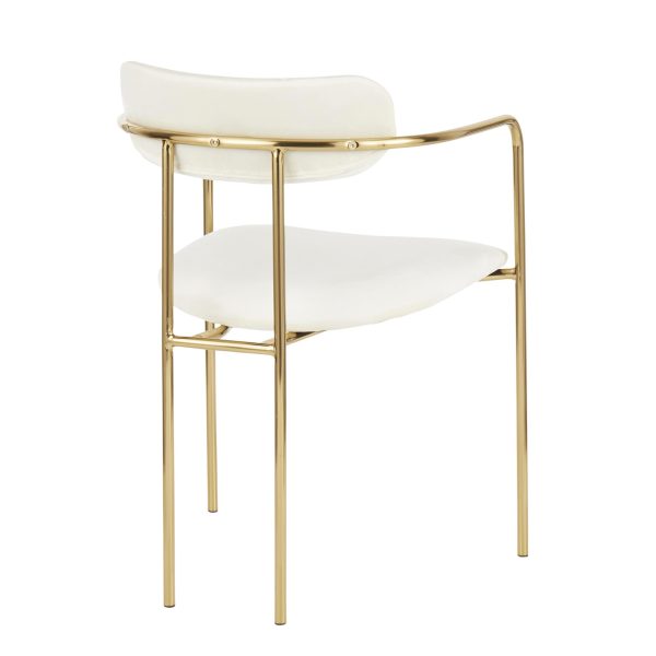 Demi Gold and Cream Velvet Contemporary Chairs Set of 2 6