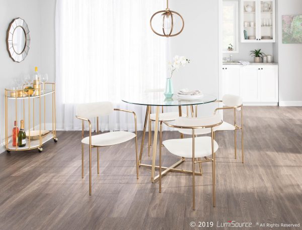 Demi Gold and Cream Velvet Contemporary Chairs Set of 2