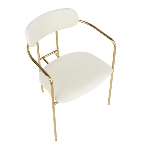 Demi Gold and Cream Velvet Contemporary Chairs Set of 2 9