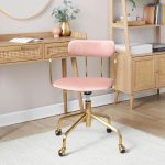 Demi Pink Velvet Gold Contemporary Task Chair 11 Demi Pink Velvet Gold Contemporary Task Chair