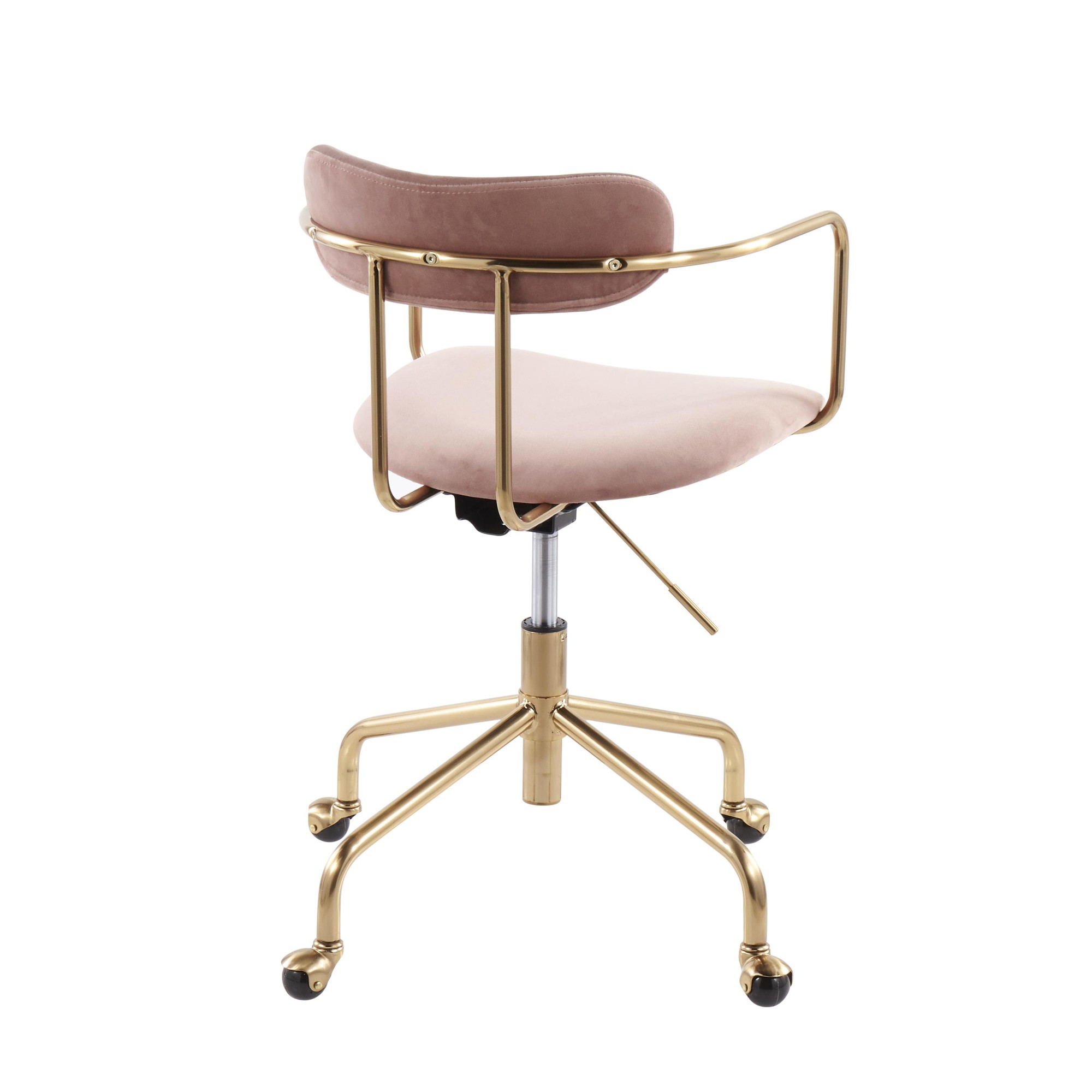 Demi Pink Velvet Gold Contemporary Task Chair 5 Demi Pink Velvet Gold Contemporary Task Chair - Image 5
