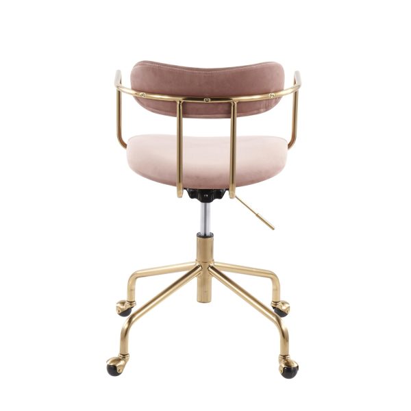 Demi Pink Velvet Gold Contemporary Task Chair 5