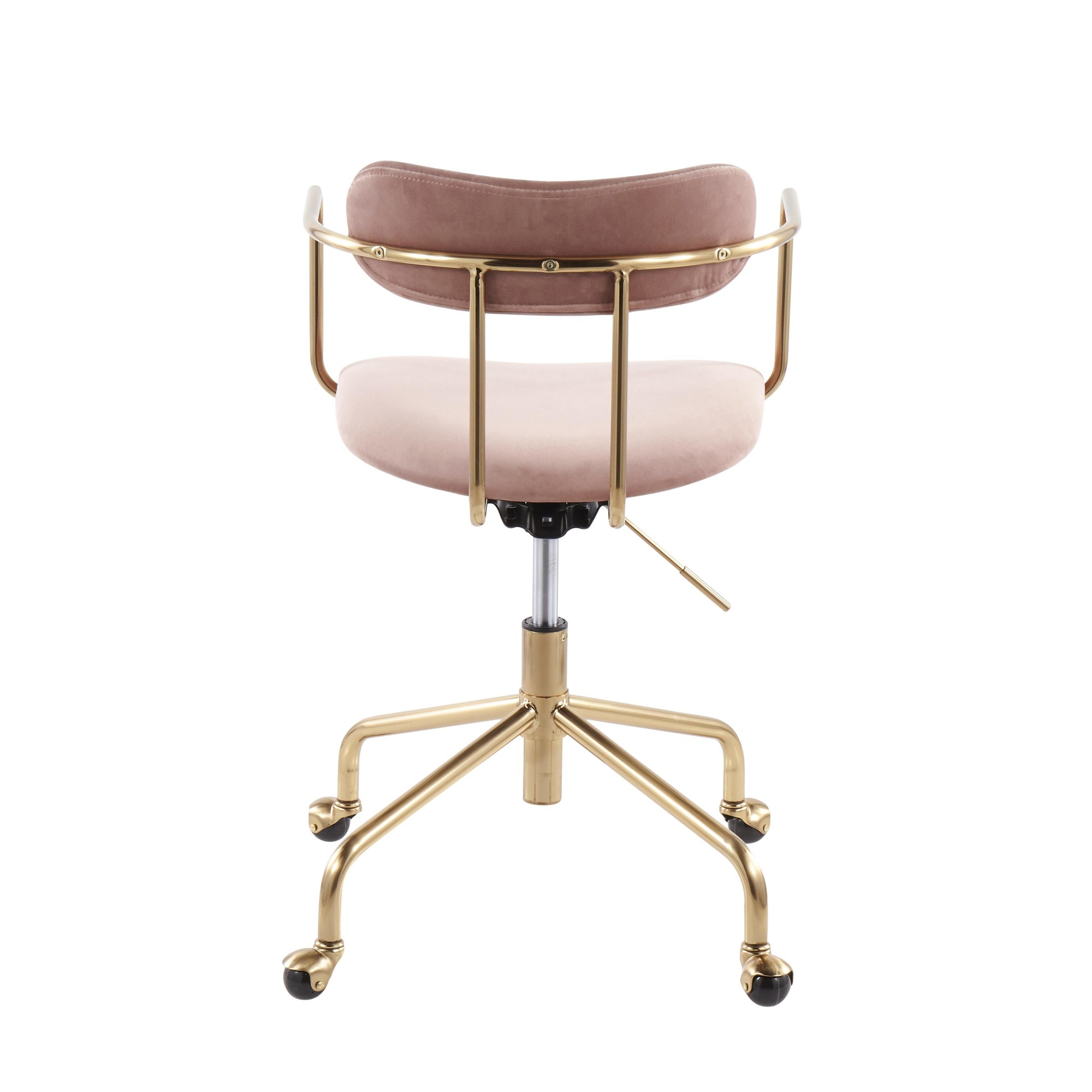 Demi Pink Velvet Gold Contemporary Task Chair 6 Demi Pink Velvet Gold Contemporary Task Chair - Image 6