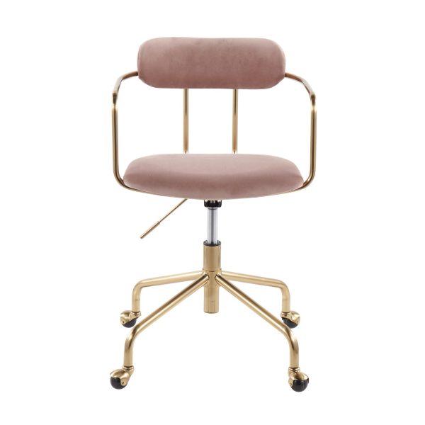 Demi Pink Velvet Gold Contemporary Task Chair 6