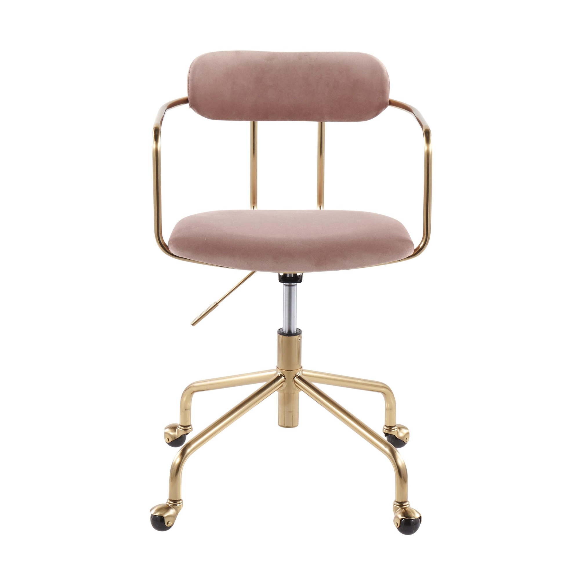 Demi Pink Velvet Gold Contemporary Task Chair 7 Demi Pink Velvet Gold Contemporary Task Chair - Image 7