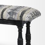 Denison II 56L x 15W Black Wood Base Woven-Leather Cushion Top Accent Bench