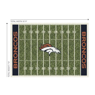 Denver Broncos 8x11 Football Field Premium Nylon Area Rug