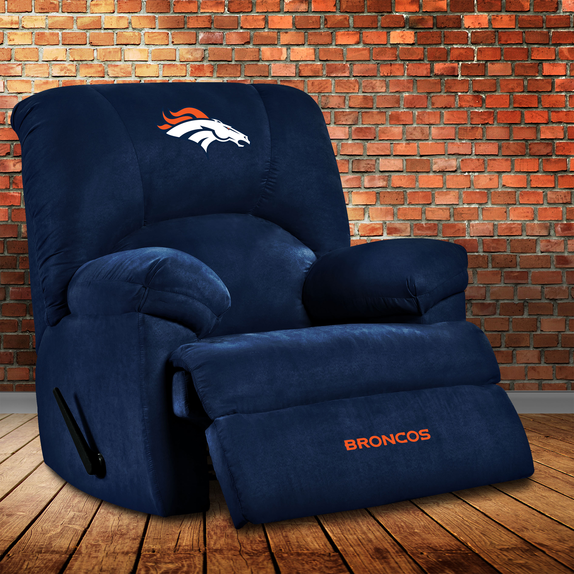 Denver Broncos Embroidered Microfiber Rocker Recliner Navy 2 Denver Broncos Embroidered Microfiber Rocker Recliner Navy - Image 2