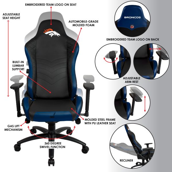 Denver Broncos NFL Pro Series Embroidered Gaming Chair 4