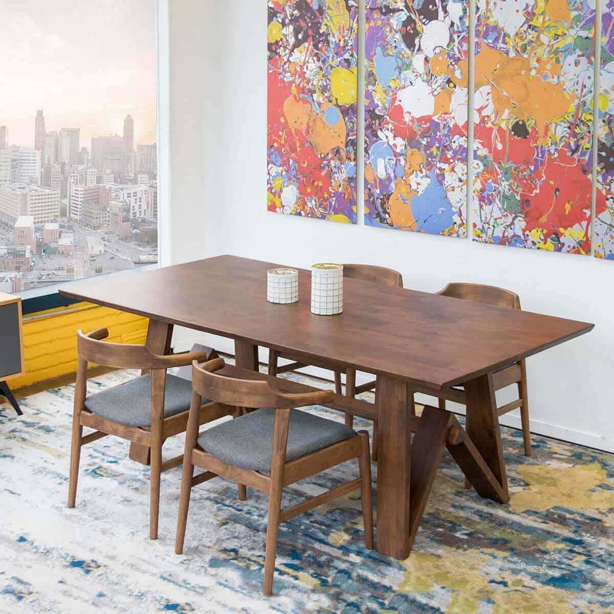 Walnut Mid-Century Modern Solid Wood Dining Table 78 Inches 3 Walnut Mid-Century Modern Solid Wood Dining Table 78 Inches - Image 3