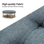 Deoius Blue Tufted Round Water Resistant Storage Ottoman