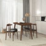 Brown Solid Wood Upholstered Dining Chairs Mid-Century Modern (Set of 2) 12 Brown Solid Wood Upholstered Dining Chairs Mid-Century Modern (Set of 2)