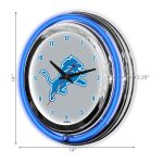 Detroit Lions 14" Neon Chrome Clock NFL Officially Licensed 6 Detroit Lions 14" Neon Chrome Clock NFL Officially Licensed