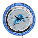 Detroit Lions 14" Neon Chrome Clock NFL Officially Licensed 7 Detroit Lions 14" Neon Chrome Clock NFL Officially Licensed