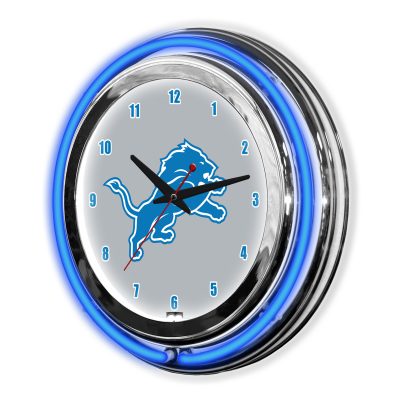 Detroit Lions 14" Neon Chrome Clock NFL Officially Licensed