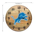 Detroit Lions Authentic Oak Whiskey Barrel Clock NFL Licensed