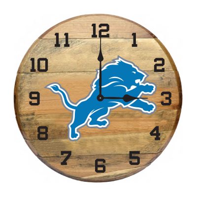 Detroit Lions Authentic Oak Whiskey Barrel Clock NFL Licensed