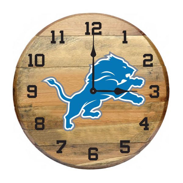 Detroit Lions Authentic Oak Whiskey Barrel Clock NFL Licensed