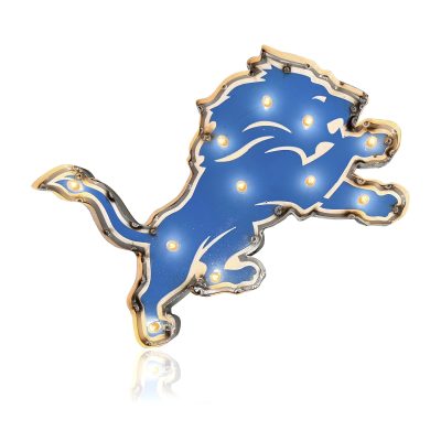 Detroit Lions Lighted Recycled Metal Logo Sign