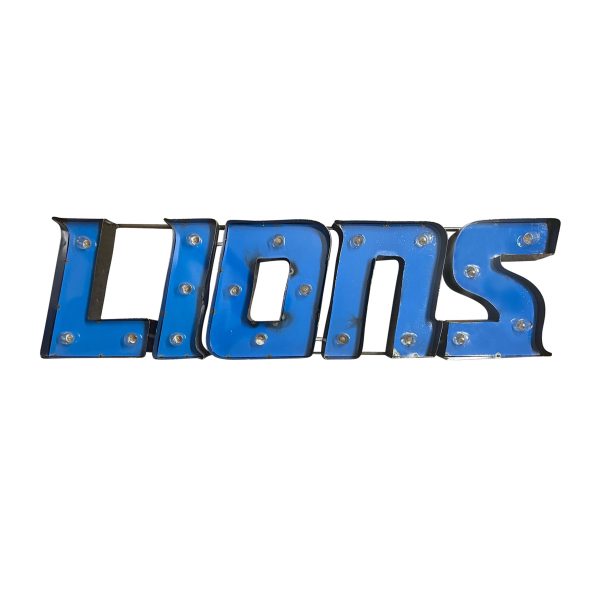 Detroit Lions Lighted Recycled Metal Wordmark NFL Sign 6