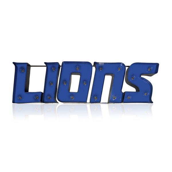 Detroit Lions Lighted Recycled Metal Wordmark NFL Sign