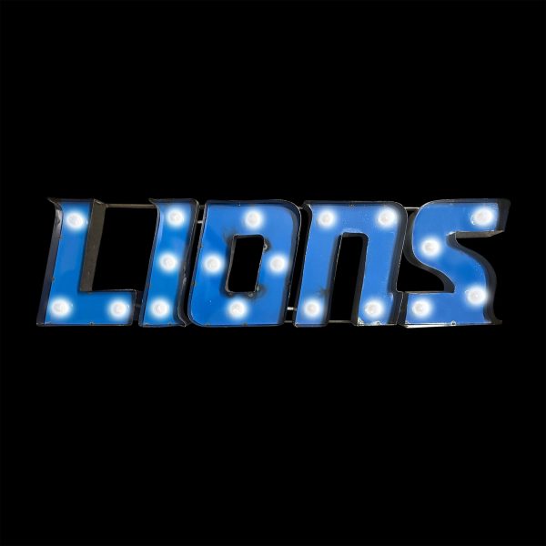 Detroit Lions Lighted Recycled Metal Wordmark NFL Sign 8