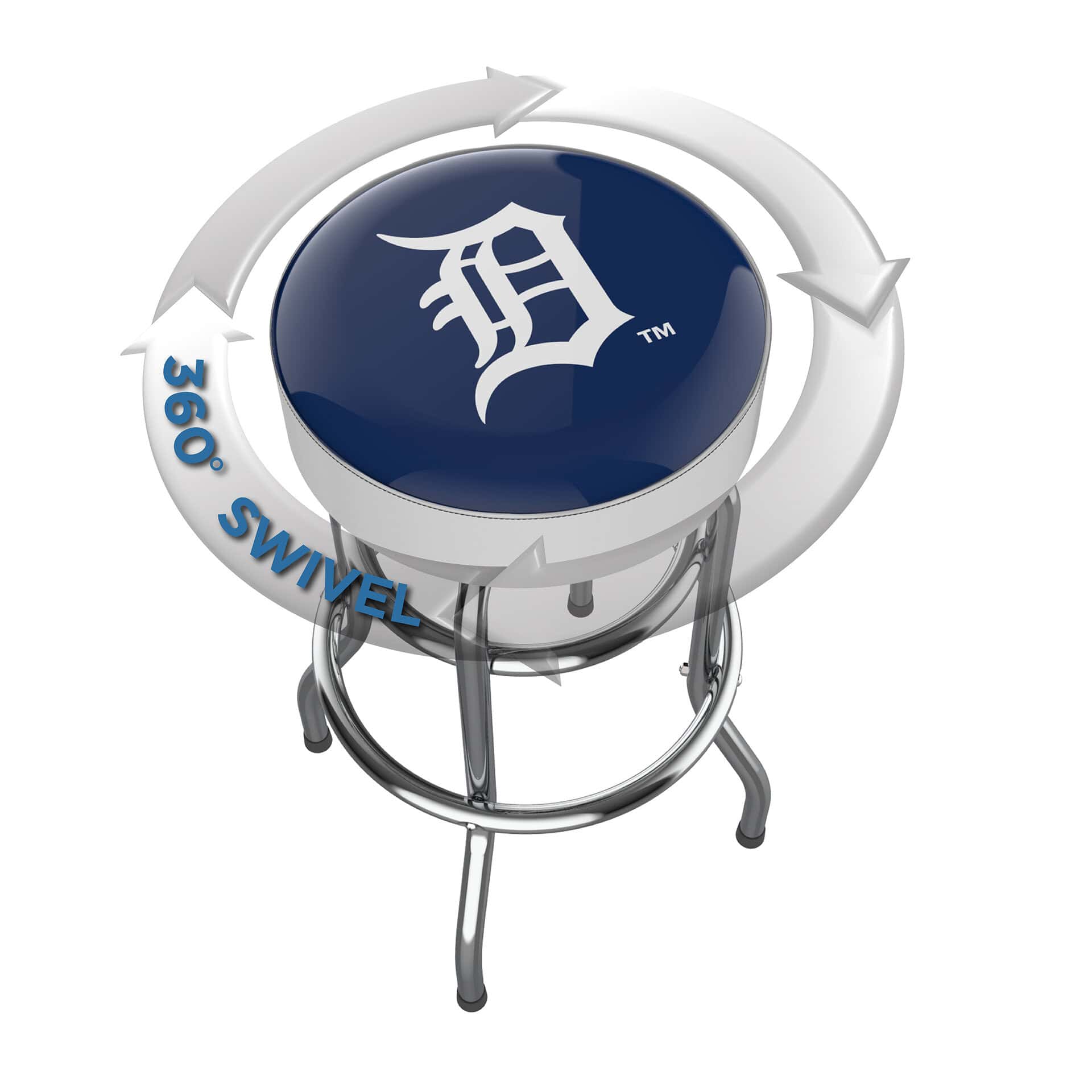 Detroit Tigers Chrome Logo Bar Stool American Made 2 Detroit Tigers Chrome Logo Bar Stool American Made - Image 2