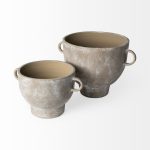 Deya Large Rustic Brown Ceramic Vase