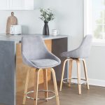 Diana 24 Contemporary Zebra Wood Grey Corduroy Counter Stools (Set of 2)
