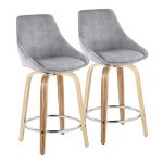 Diana 24 Contemporary Zebra Wood Grey Corduroy Counter Stools (Set of 2)
