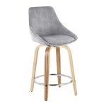 Diana 24 Contemporary Zebra Wood Grey Corduroy Counter Stools (Set of 2)