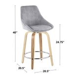 Diana 24 Contemporary Zebra Wood Grey Corduroy Counter Stools (Set of 2)