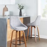 Diana 24 Walnut Wood Grey Corduroy Contemporary Swivel Stools (Set of 2)