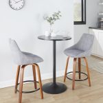Diana 24 Walnut Wood Grey Corduroy Contemporary Swivel Stools (Set of 2)