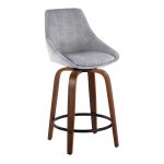 Diana 24 Walnut Wood Grey Corduroy Contemporary Swivel Stools (Set of 2)