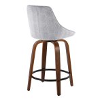 Diana 24 Walnut Wood Grey Corduroy Contemporary Swivel Stools (Set of 2)