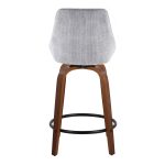 Diana 24 Walnut Wood Grey Corduroy Contemporary Swivel Stools (Set of 2)