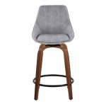 Diana 24 Walnut Wood Grey Corduroy Contemporary Swivel Stools (Set of 2)