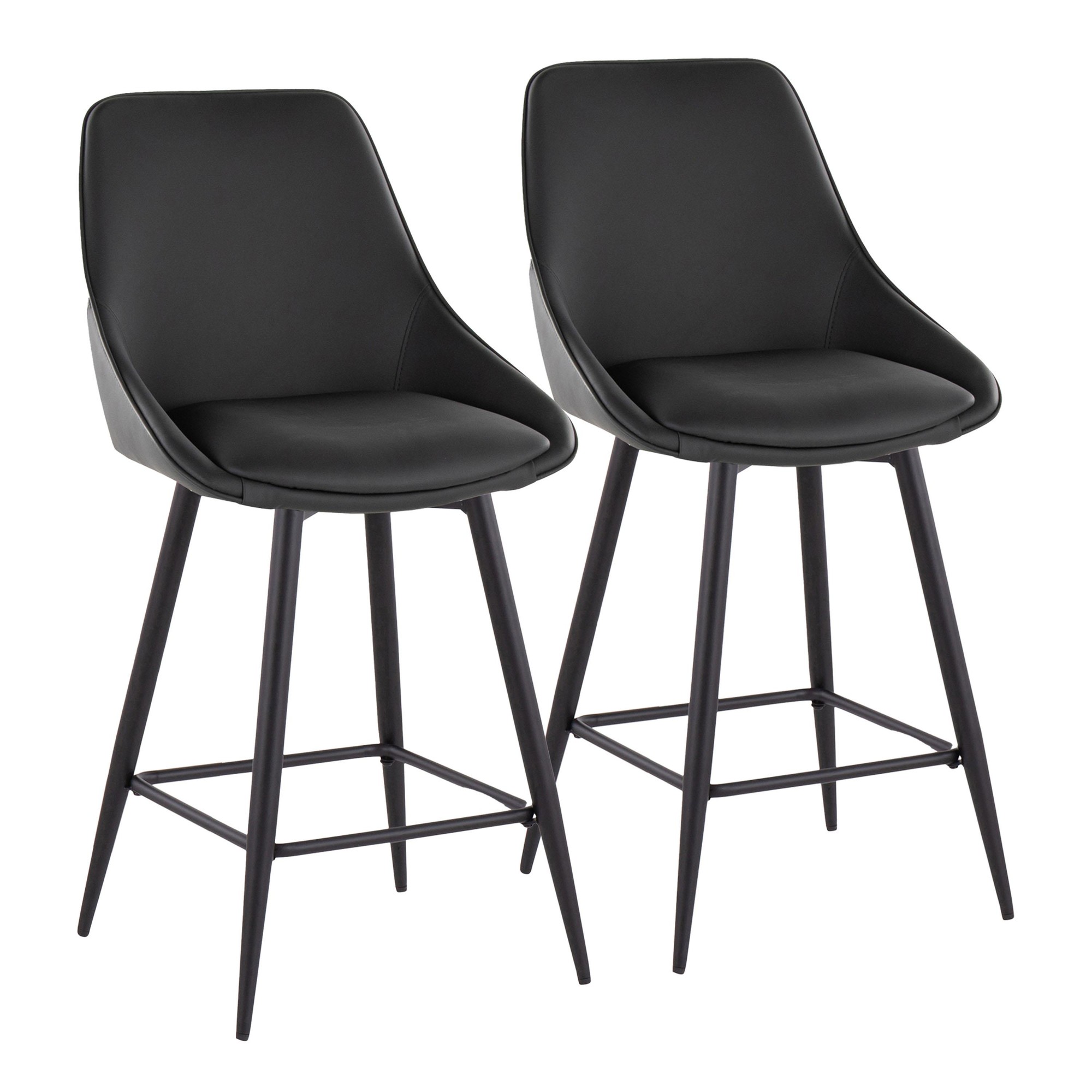 Diana 26 Black Faux Leather Contemporary Counter Stools (Set of 2) 3 Diana 26 Black Faux Leather Contemporary Counter Stools (Set of 2) - Image 3
