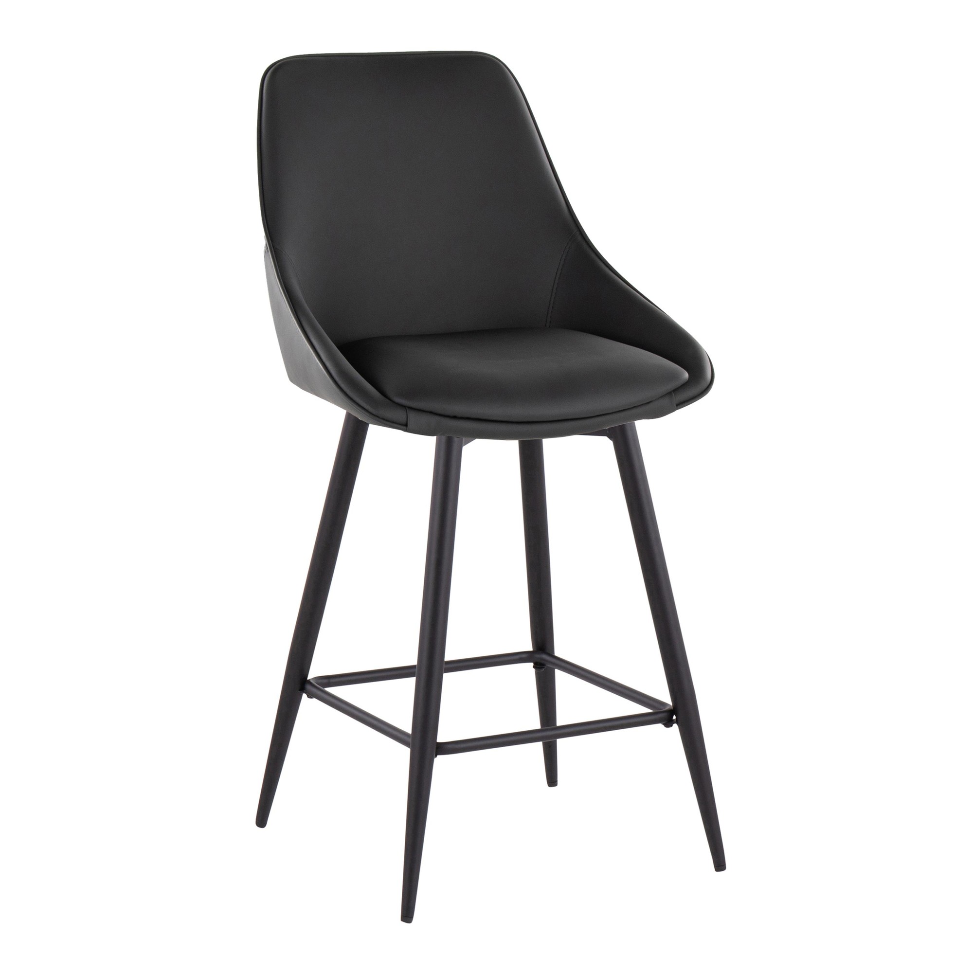 Diana 26 Black Faux Leather Contemporary Counter Stools (Set of 2) 4 Diana 26 Black Faux Leather Contemporary Counter Stools (Set of 2) - Image 4
