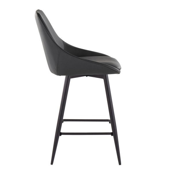 Diana 26 Black Faux Leather Contemporary Counter Stools Set of 2 4